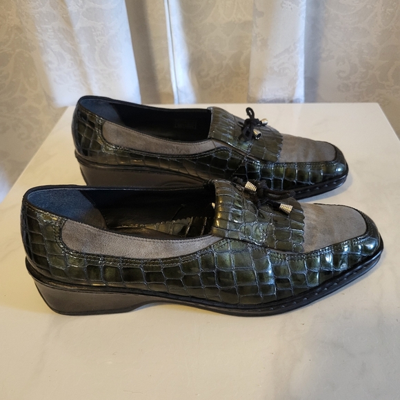 Ara Women's Rachel Slip On Loafers, Size 10, Dark Green, Croco Embossed - Picture 12 of 14
